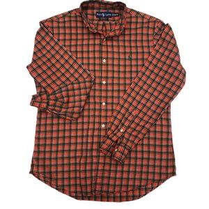 Orange/Green * Plaid Polo Ralph Lauren Long Sleeve Button Down Shirt - Sz M